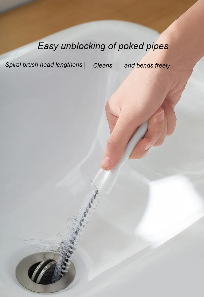 Pipe Dredging Brush Bathroom Hair Sewer Sink Cleaning Brush Drain Cleaner Flexible Cleaner Kitchen Clog Plug Hole Remover Tool